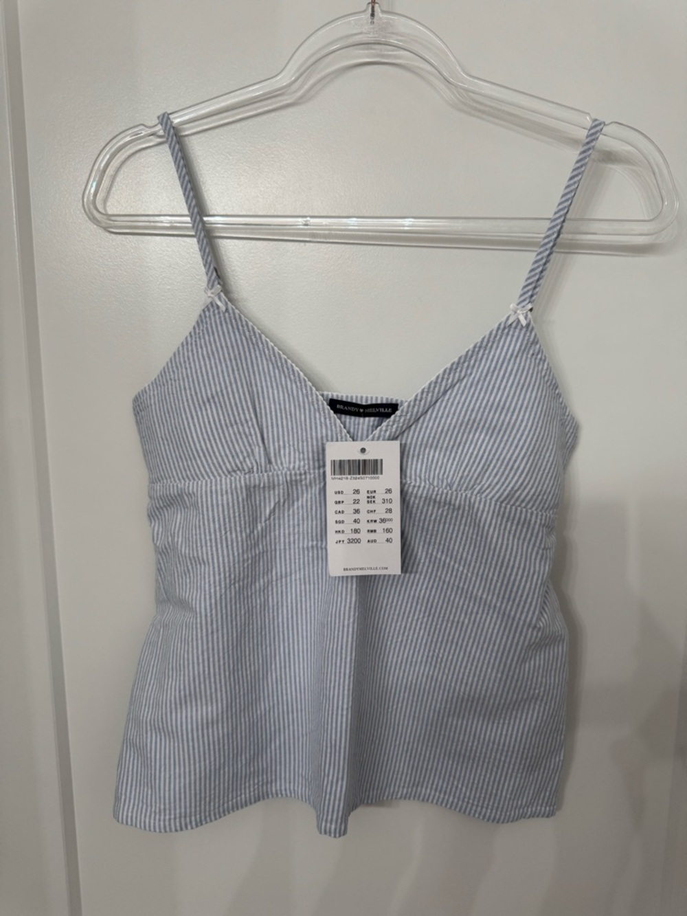 Brandy Melville Light Blue & White Striped Cami